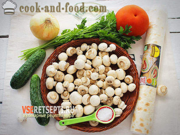 Pita bröd med grönsaker och svamp recept