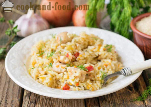 Vegetabiliska gryta med ris och kyckling