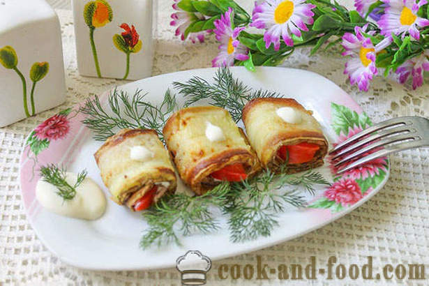Recept zucchini rullar med tomater och kyckling