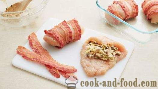 Fyllda kycklingbröst med svamp med bacon