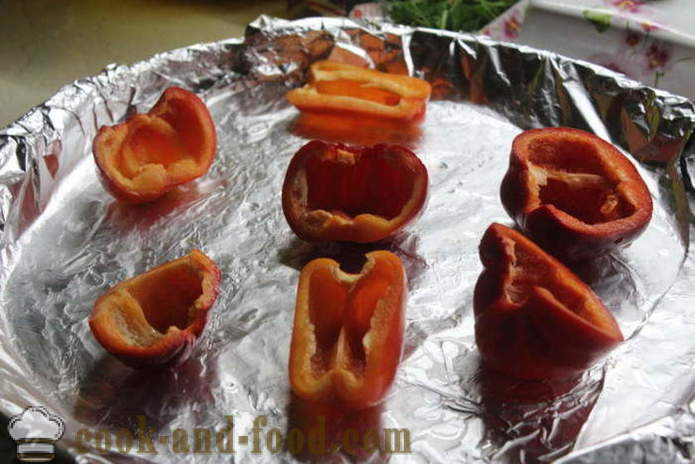 Fyllda paprikor med köttfärs med hackad selleri - som bakade fyllda paprikor i ugnen, med en steg för steg recept foton