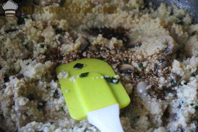 Meatless sida skålen med couscous - hur man lagar couscous i en kastrull med en steg för steg recept foton