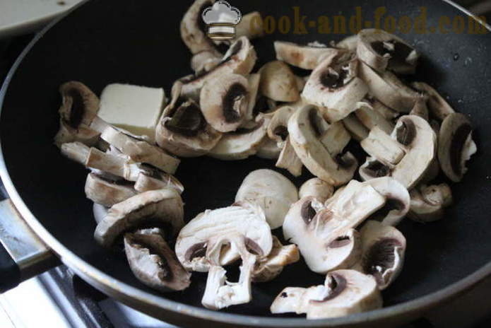 Fläsk köttbullar med svamp och gräddsås - hur man förbereder köttbullar av malet kött och svamp, en steg för steg recept foton