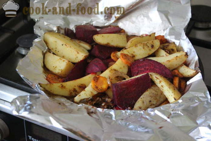 Rostade grönsaker i ugnen - som bakade grönsaker i folie i ugnen korrekt och välsmakande, med en steg för steg recept foton