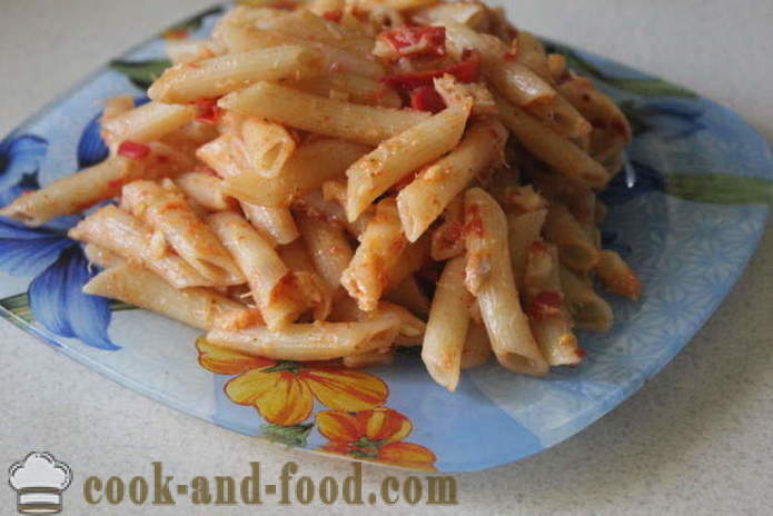 Italiensk pasta med tomat och fisk - hur man lagar pasta med fisk och tomater, en steg för steg recept foton
