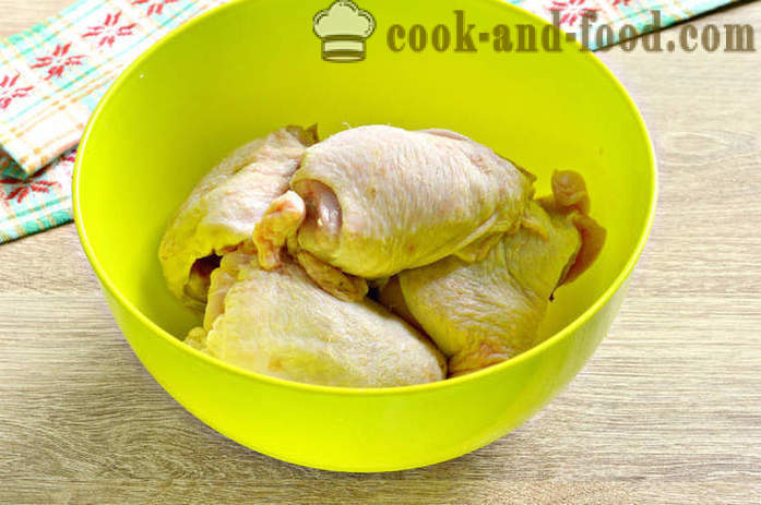 Kyckling lår i ugnen - hur man lagar kyckling lår i majonnäs och sojasås, ett steg för steg recept foton