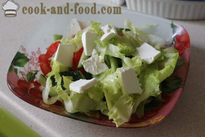 Grönsakssallad med fetaost - hur man förbereder en sallad med fetaost och grönsaker, med en steg för steg recept foton