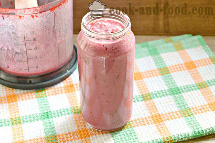 Cherry smoothie i en mixer - hur man gör en smoothie med mjölk och körsbär i hemmet, steg för steg recept foton