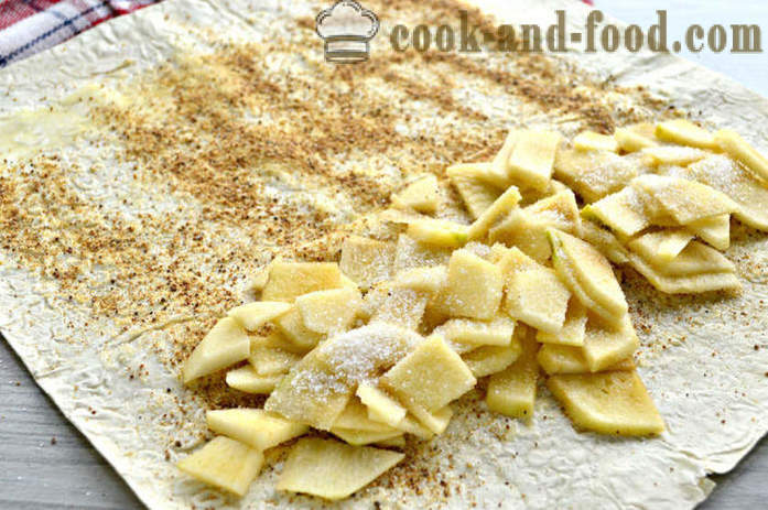 Apfelstrudel Lavash - hur man lagar strudel av pitabröd i ugnen, med en steg för steg recept foton