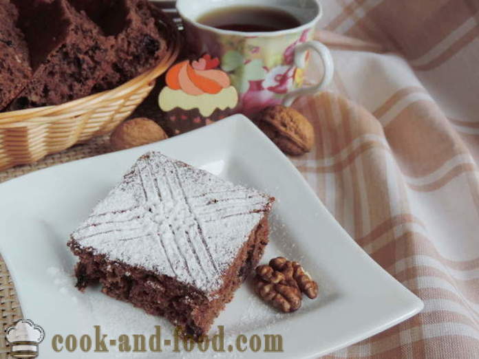 Blåbär tårta med valnötter - Hur man gör blåbärspaj med nötter och kakao, med en steg för steg recept foton