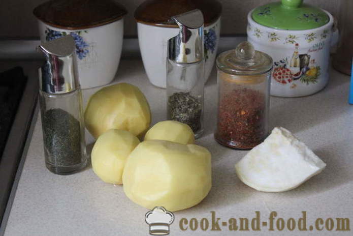 Potatis och selleri i ugnen - som en god grönsak baka i ugnen, med en steg för steg recept foton