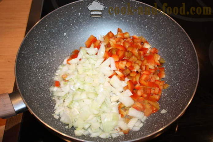 Italienska ziti skålen - som pasta baka i ugnen med ost, tomat och skinka, ett steg för steg recept foton