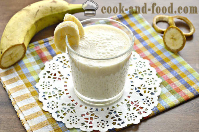 Banana smoothie med havreflingor - Hur man gör en banan smoothie med mjölk och havregryn i en mixer, en steg för steg recept foton