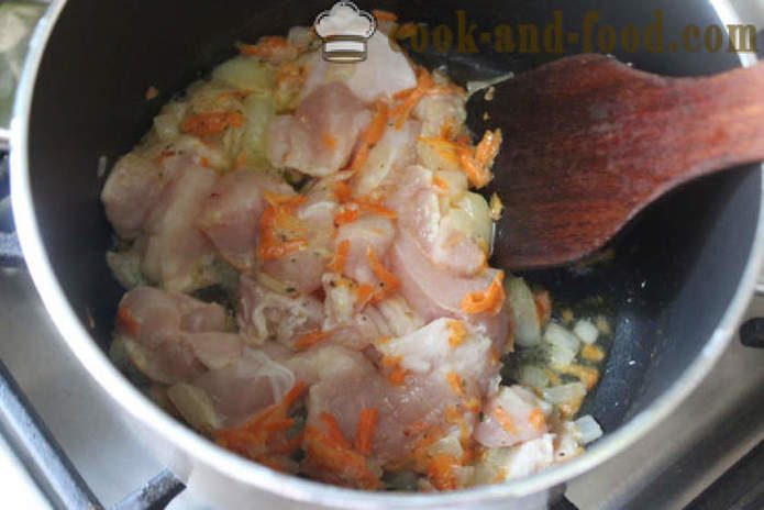 Lins Pilaff med kyckling i mjölk - som läckra att koka linser med kyckling, en steg för steg recept foton