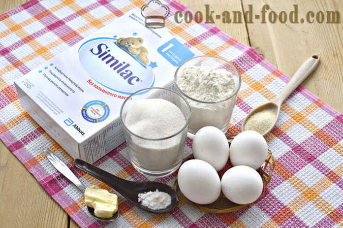 Enkel tårta recept barnmat i ugnen - hur man lagar en snabb kaka från torrmjölk blandningen, ett steg för steg recept foton