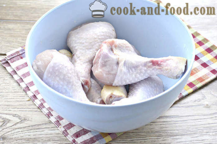 Läckra kycklingklubbor i ugnen - som en utsökt grillad kyckling kycklingben, ett steg för steg recept foton