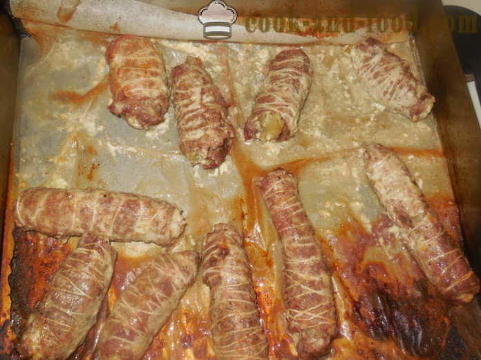 Kött fingrar fyllda i ugn - hur man gör kött fläsk fingrar, steg för steg recept foton