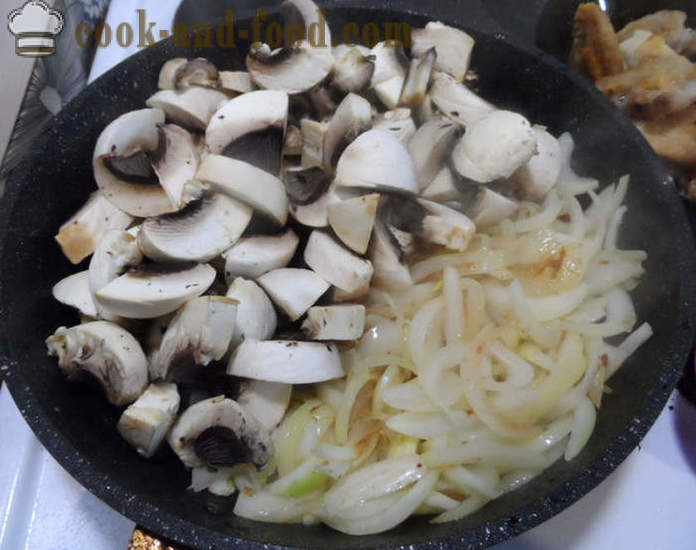 Tasty stek med potatis i ugn - hur man lagar en stek med potatis, kött och svamp, en steg för steg recept foton