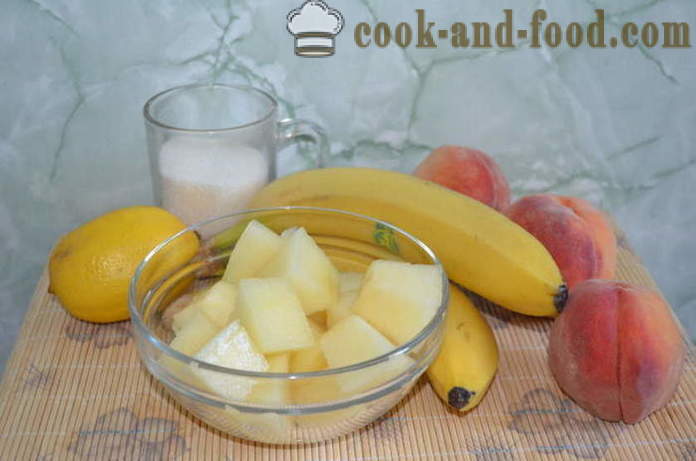Glass sorbet melon, persika och banan - hur man gör en sorbet hemma, steg för steg recept foton