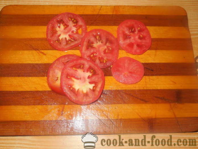 Kött med tomater och ost i ugnen - hur man lagar saftigt kött i ugnen, med en steg för steg recept foton