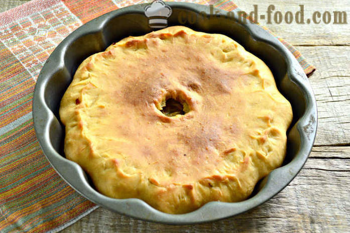 God kaka täckt med svamp och kål - hur man bakar en paj med kål och svamp i ugnen, med en steg för steg recept foton