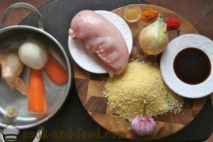 Läcker couscous med kyckling recept - hur man lagar couscous i en kastrull med en steg för steg recept foton