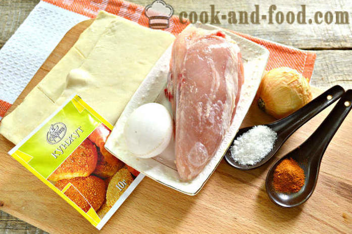 Home Samsa smördeg med kyckling - hur man förbereder en skiktad Samsa med kyckling, en steg för steg recept foton