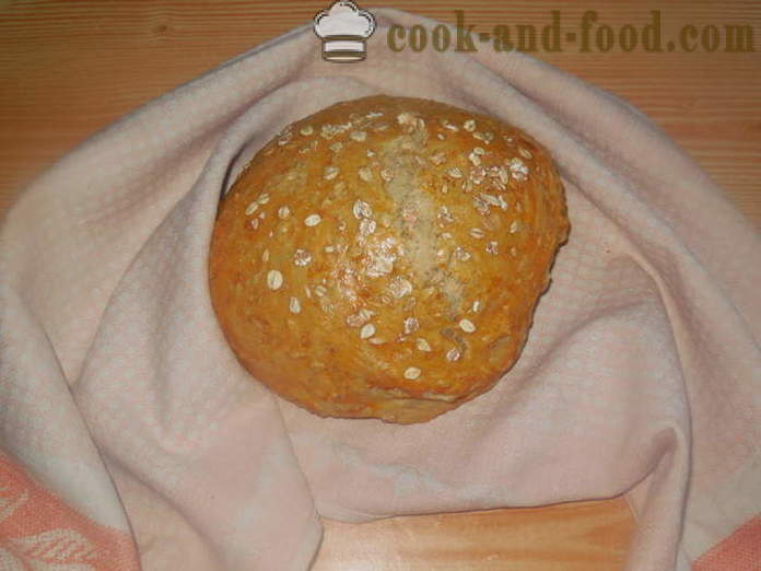 Hemlagad bröd med havreflingor på vattnet - hur man bakar havregryn bröd i ugnen, med en steg för steg recept foton