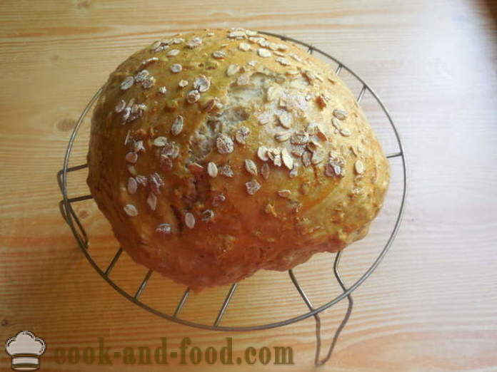 Hemlagad bröd med havreflingor på vattnet - hur man bakar havregryn bröd i ugnen, med en steg för steg recept foton