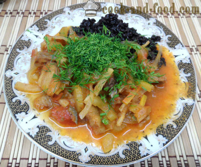 Fiskgryta med grönsaker och ris sida skålen - som en fiskgryta med grönsaker i multivarka, steg för steg recept foton