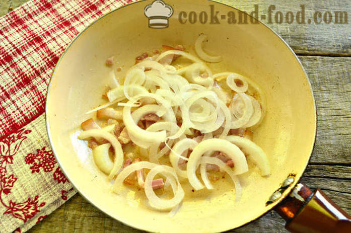 Bakad potatis med bacon - som gryta potatis i en stekpanna, en steg för steg recept foton