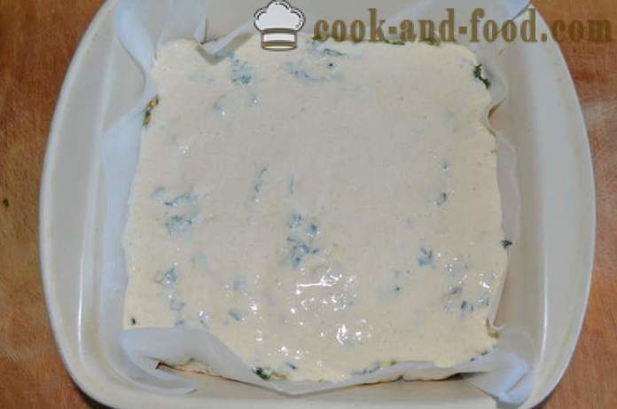 Quick filler tårta på yoghurt med spenat, ägg och grön lök - hur man förbereder gelé tårta med kefir, en steg för steg recept foton