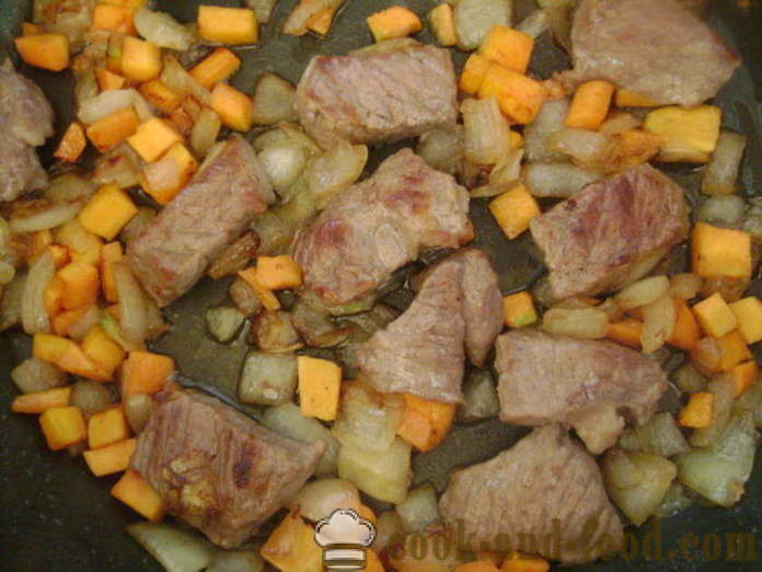 Grytstek med kött och potatis i ugnen - hur man lagar potatisen i potten med köttet, en steg för steg recept foton