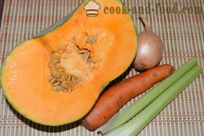 Grädde av pumpa, morötter och selleri utan grädde - hur man lagar en läcker pumpasoppa, en steg för steg recept foton