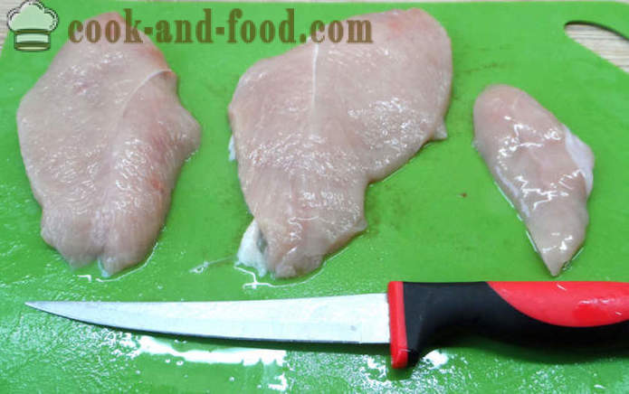 Kyckling kotletter med en läcker fyllning och krispiga - hur man gör kakor med en skorpa och fyllning, med en steg för steg recept foton