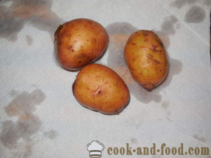 Bakad potatis i sina jackor i ugnen - läckra bakade potatis i deras skinn i ugnen, med en steg för steg recept foton