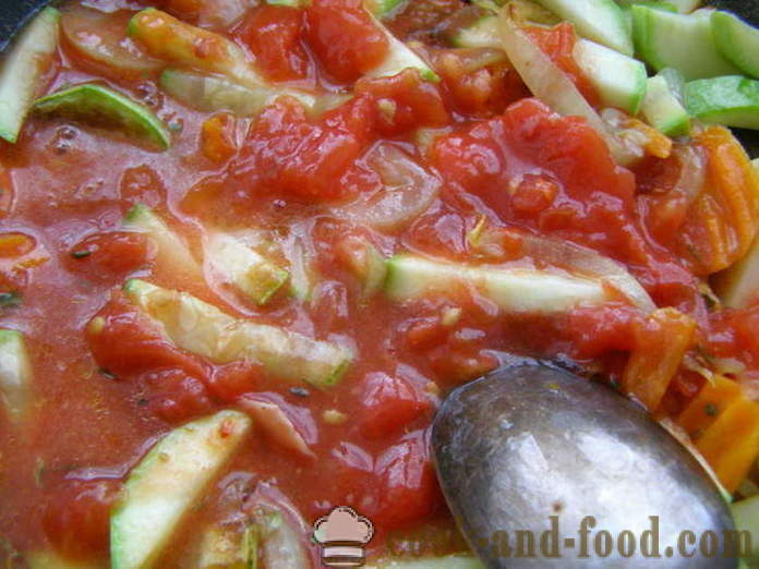 Flundra stekt i en kastrull med grönsaker och tomatsås - hur man lagar stekt flundra filéer, steg för steg recept foton