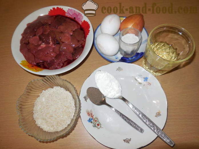 Lever kotletter kycklinglever med ris och stärkelse - hur man lagar en läcker leverbiffar, ett steg för steg recept foton