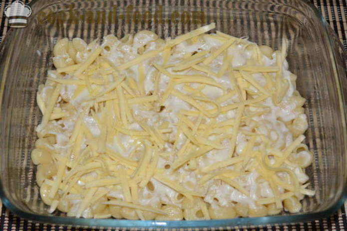 Makaroner gryta med köttfärs och bechamelsås - hur man lagar pasta gryta i ugnen, med en steg för steg recept foton