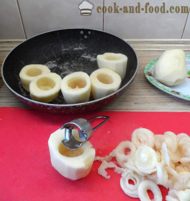 Bakad potatis fyllda med svamp och ost - hur man lagar potatis fyllda med svamp, ett steg för steg recept foton