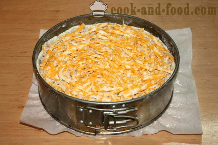 Läcker kyckling paj med ost - hur man lagar en kyckling paj i ugnen, med en steg för steg recept foton