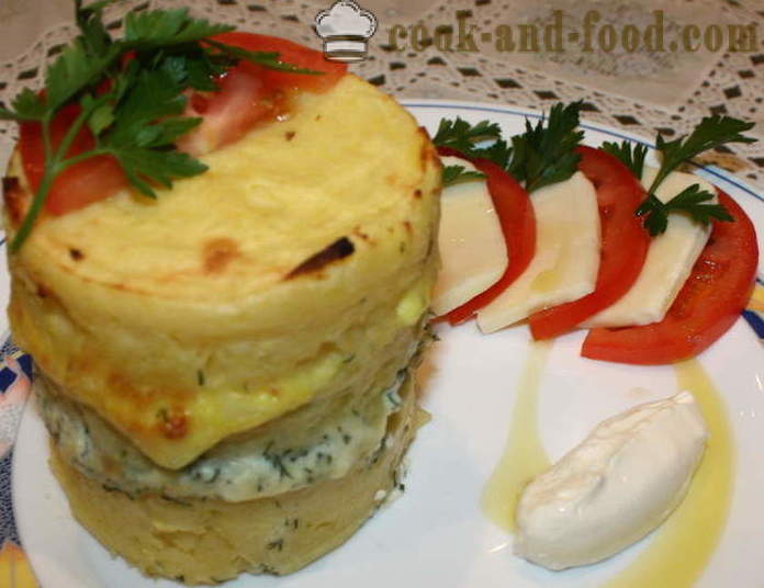 Layer potatis i ugn med ost i ugnen - som bakad potatis med ost i ugnen, med en steg för steg recept foton