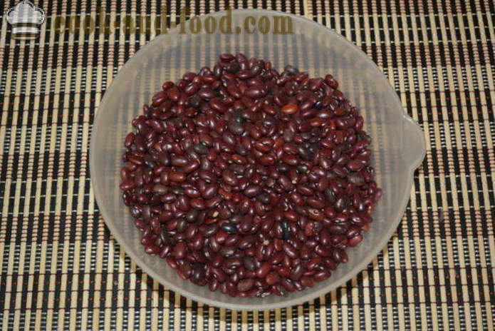 Lobio röda bönor med morötter och lukom- hur man lagar lobio av röda bönor, en steg för steg recept foton