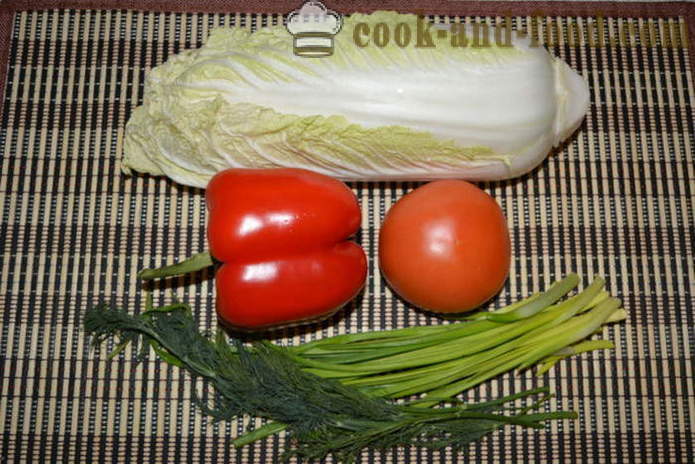 Sallad med kinesiska kål, tomater och paprika - hur man förbereder en sallad av kinakål, ett steg för steg recept foton