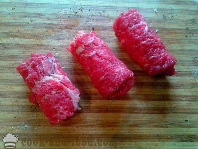 Kött rullar i pannan - hur man lagar kött rullar med fyllning, en steg för steg recept foton