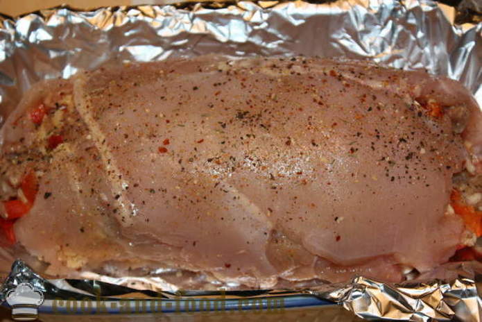 Köttfärslimpa kycklingbröst fyllda med svamp och köttfärs i ugnen - hur man lagar en köttfärslimpa hemma, steg för steg recept foton