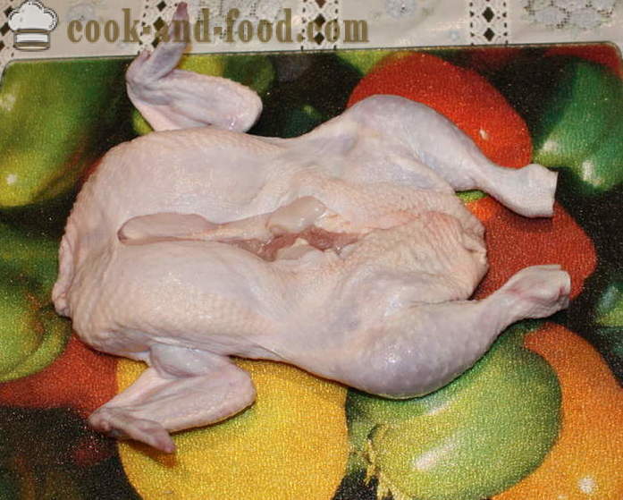 Kyckling fyllda pannkakor i ugnen - hur man lagar en kyckling fyllda pannkakor utan ben, ett steg för steg recept foton