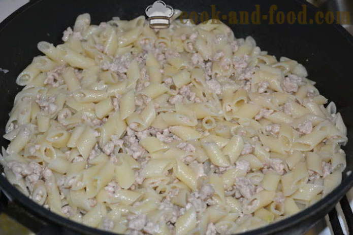 Pasta nautiskt med köttfärs i en stekpanna - hur man lagar pasta nautiskt med köttfärs, ett steg för steg recept foton