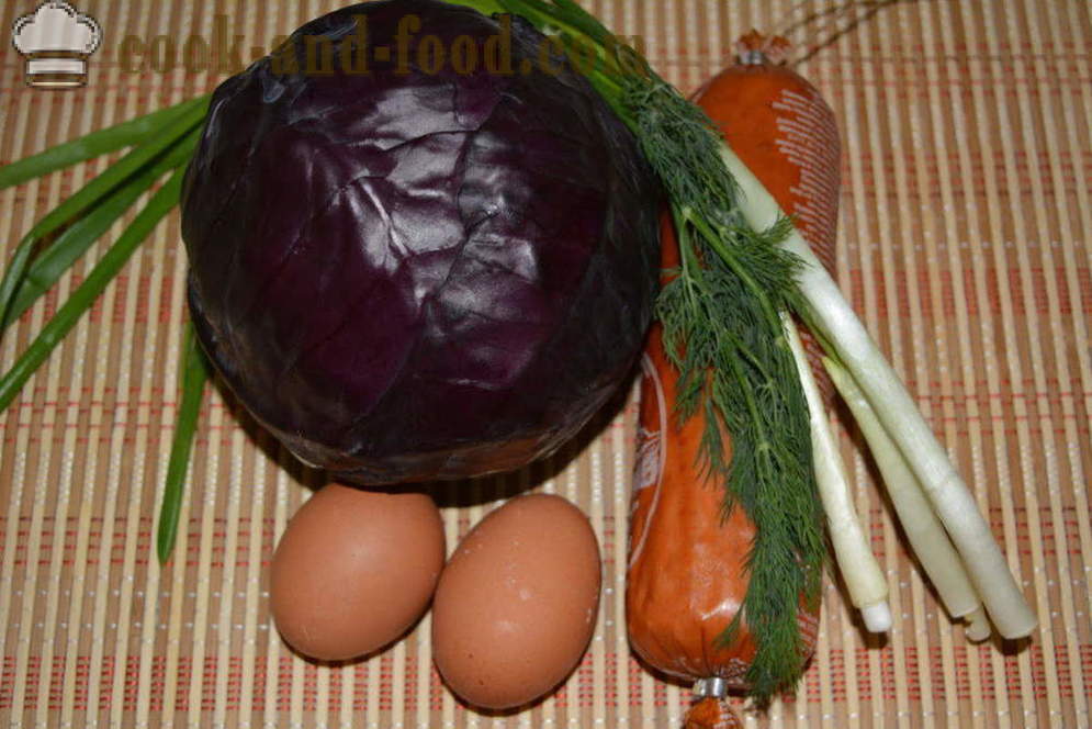 Enkel sallad av rödkål med majonnäs - hur man förbereder en sallad av rödkål, ett steg för steg recept foton