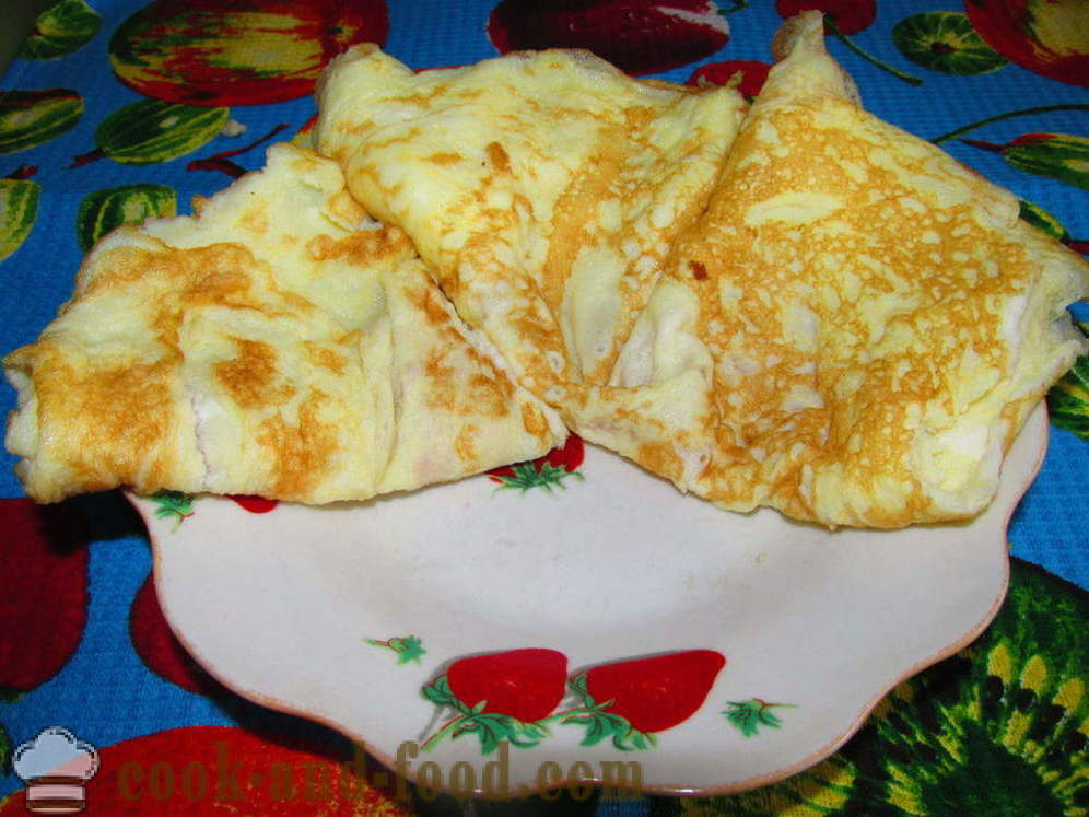 Sallad med pannkakor ägg och kyckling - hur man förbereder en sallad med pannkakor, ägg, steg för steg recept foton